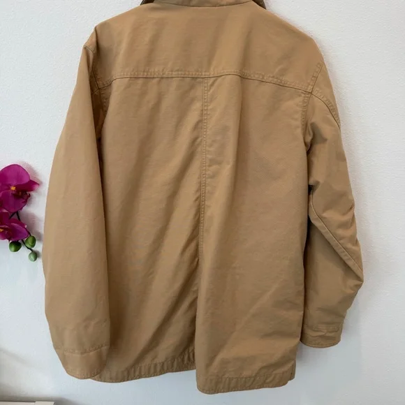 LL Bean Adirondack Chore Barn Coat Jacket Women’s Beige Corduroy Collar Cuff  L - Picture 7 of 15